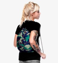2015 Fashion Escolar Backpack 3D Printing Travel Softback Men Women Army Green Mochila Feminina Harajuku Drawstring