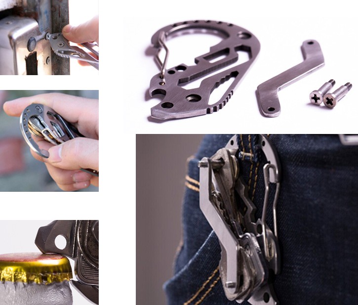 Description Picture 2 of itemEDC Multifunctional carabiner Key organizer stainless steel multi tool utility gadget pocket holder clip camp travel kit