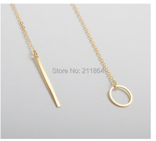 NK547 Hot Wholesale Womens Unique Charming Tone Bar Circle Lariat Pendant Necklace Wedding For Girl Jewelry
