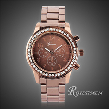 2015 Fashion Watch Geneva Quartz Watches Women Analog Wristwatches Crystal Female Clock Women Steel Watch Relogio Feminino