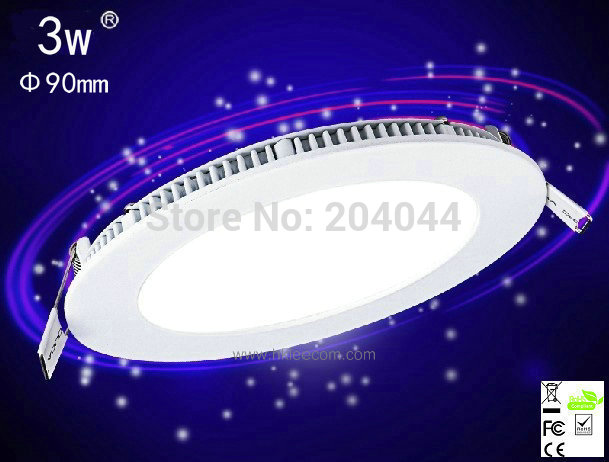 free:8pcs/lot 3W LED Panel Light, 90mm, Epistar Chip, 200lm, CE-/RoHS-certified, AC 85-265V 3W LED Panel Light Manufacturer