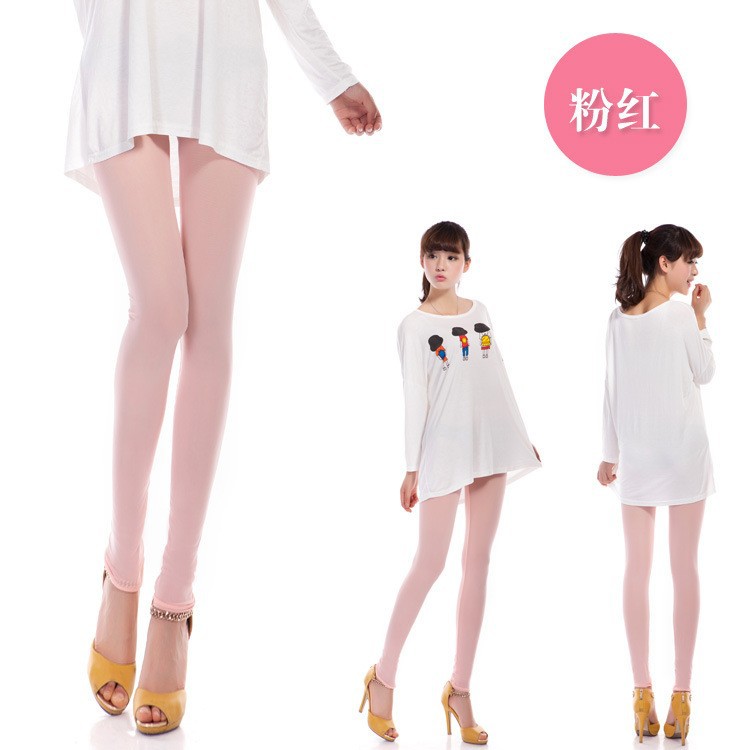 Manocean korean style Candy colors cotton thin middle waist soft solid translucent nine cents women leggings 102811 (6)
