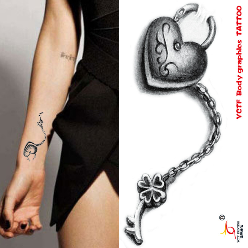 Temporary waist tattoos designs 3d lock chain high quality health body 