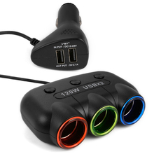 3 Way LED Car Cigarette Lighter Sp-litter Outlet Socket