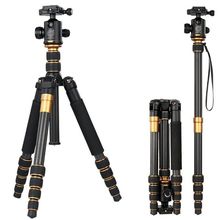 DHL Free Shipping Light Carbon Fiber New Q-666C Portable Tripod Monopod & Ball Head Compact Travel for DSLR CAMCORDER Camera