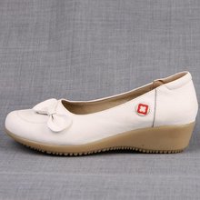 Weisixianni cowhide leather women s singles shoes slope with the heel shoes white white shoes nurse