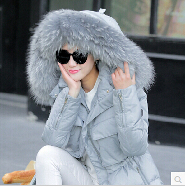 New 2015 Winter Coats Women Jackets Real Large Raccoon Fur Collar Thick Cotton Padded Lining Ladies Down & Parkas army green ..