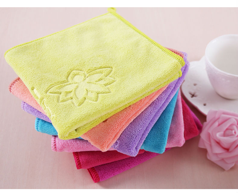 5PCS Ultra thin super soft kitchen hand towel flower printing towels
