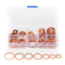 Different Quality 120PCs Solid Copper Washers Sump Plug Assorted Washer Set Plastic Box 8 Size Watch Repair Tool