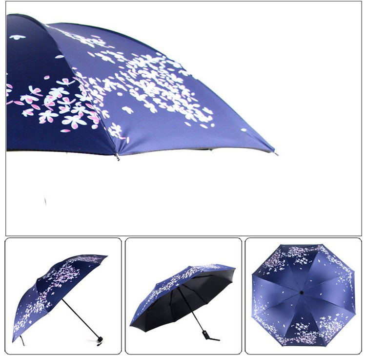 Creative Sakura Girls Folding Umbrella Sunscreen Vinyl blue black sunshade women\'s umbrella Japanese umbrella HI03 (7)