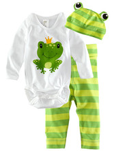 baby romper long sleeve cotton newborn baby clothes baby clothing Animal rompers + hat + pants 3 pieces clothing set new 2016