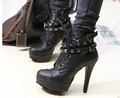 Fashion Motorcycle Boots Women New Arrival Single Knight Boots Ultra High Heels Lacing Side Zipper Boots
