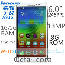 Original Lenovo A936 Note 8 Mobile phone 1280x720 MT6752 OCTA core 1G2GRAM 8GROM Android4 4 13MP