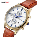 2016 LONGBO Luxury Brand Quartz Watch Casual Leather Watches Reloj Masculino Female Watch with Date Calendar