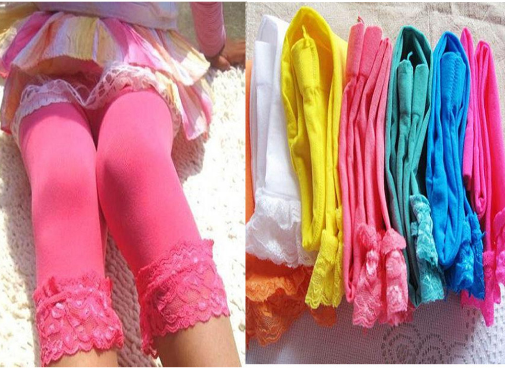 Candy Color Velvet Baby Kids Girl Legging Pants Colorful Lace Side Legging for Gilrs 5 9Y