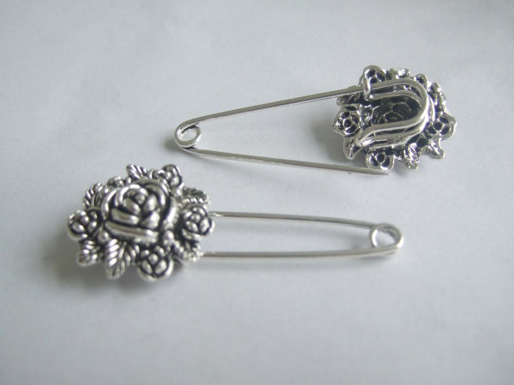 10pcs Silver Tone Rose Flower Durable Strong Metal Shawl font b Kilt b font Scarf Safety