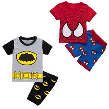 baby 2pcs clothing set!!toddler kids baby boys summer spiderman batman tops shorts outfits set 1-7Y