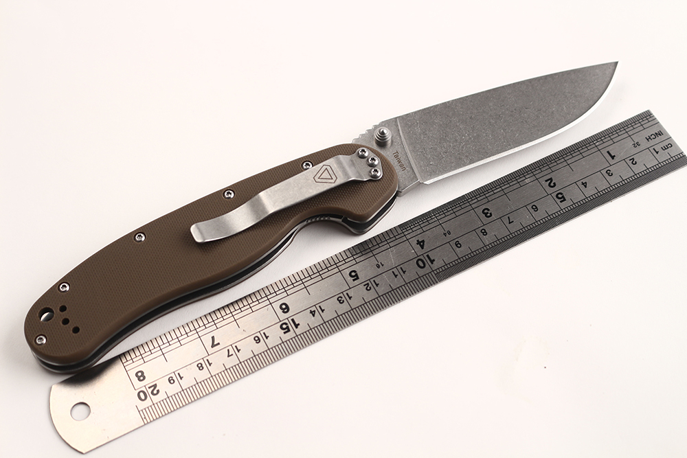 2 Colors Ontario RAT Model 1 Bigger Folding Knife AUS 8 Stonewash Blade G10 Handle Tactical