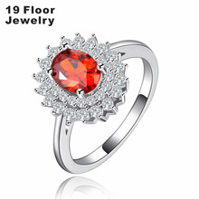 Vintage Rings For Women party red CZ diamond White gold plated ruby engagement jewelry for women FSR1193 made by 19F