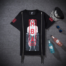 2016 new arrived summer streetwear fashion brand HBA T shirt Men double zipper cotton o-neck hip hop high quality men t shirts