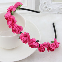14 colors available for girl hair accessories hairband with floral bang fixed hair decoration