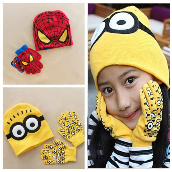 Hot Sale Winter Knitted Kids Hat and Gloves Girl B...