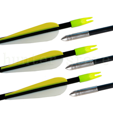 Compound bow 50lbs archery fiberglass arrow 31 insert fixed arrow tip 6pcs fletching arrow feather vane