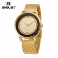 Fashion Women Quartz Watch Luxury Brand BELBI Watches Gold Steel Watches Men Casual Dress Wristwatch For