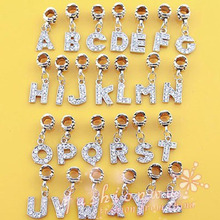 Free Shipping Alloy Bead Charm letter of the alphabet With Crystal Pendant Beads Fit pandora Bracelets & Bangles DIY Jewelry B8