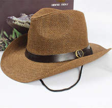 Hot Selling New Stylish Western Cowboy Trilby Fedoral Unisex Women Men Straw Cap Wide Brim Sun