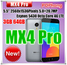 Meizu MX4 MX 4 4G LTE MTK6595 Octa Core 5.36 Inch IPS 1920X1152 pixels 2G RAM 64G ROM Front 2.0 MP Rear 20.7MP Camera