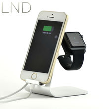 Aluminum Alloy Metal Mobile Phone Charging Holder 2in1 for iPhone and smart watch