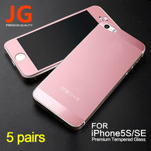 JG 5pairs/lot Front + Back Tempered Color Glass Matte Film SE Full Screen Protector Protective Film for iphone5 5S with SE Words