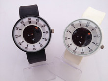 Aceite. único círculos superpuestos puntero. reloj de cuarzo de silicona, ocio ladies watch. reloj de pulsera de los deportes exterior