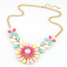 New hot Colar Multilayer Flower Collier rhinestone choker necklace Fashion Sweater chain Statement jewelry for women  N1240
