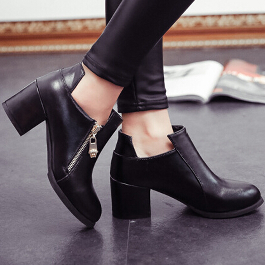 Fashion Women S Thick Square Heels Ankle Boots Sexy Zipper Boots Fashion Women S Thick Square Heels Ankle Boots Sexy Zipper Boots