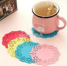 2015 Hot Sale 1 pc Lovely Silicone Lace Flower Cup Coaster Nonslip Cushion Placemat Anne Tea