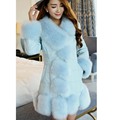Haining leather 2016 new European simulation imitation sheepskin fox fur long feather padded jacket Leather grass