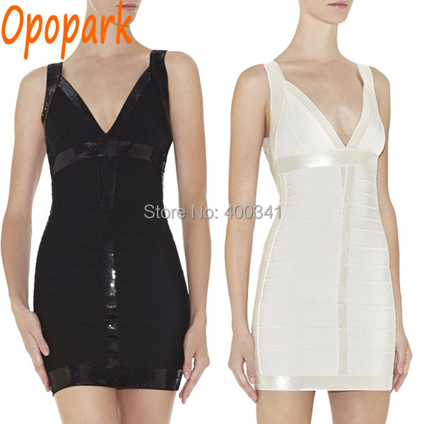 2014 New Women sequins spaghetti strap bandage dress deep V-neck Good Elastic invisible zipper Sleeveless wear club prom HL275