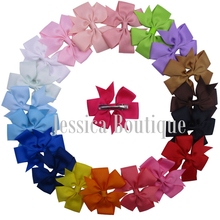 40pcs/lot 3″ Boutique Grosgrain Ribbon Hair Bow Alligator Clips Baby Head Bows Pinwheel Toddler Ponytail Bows Headwrap For Girls