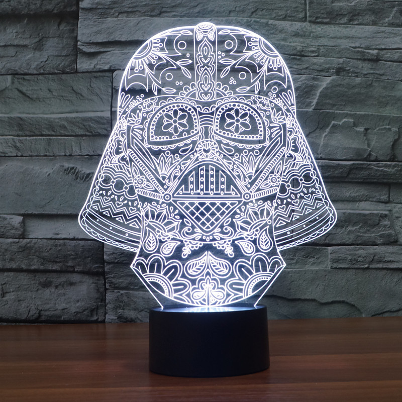 Creative 3D illusion Lamp LED Night Light Star Wars Dark Knight Acrylic Colorful Gradient Atmosphere Lamp Novelty Lighting