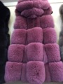 real fox fur vest 2016years with a hood vest medium long female cloak outerwear New product