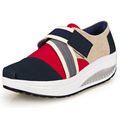 Color Block Women s Shoes Spring Summer 2016 Wedges Canvas Shoes Women Casual Platform Swing Shoe