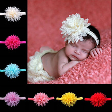 Wholesale Infant Headbands Shabby Flowers Pearl Rhinestone Chiffon Flowers Baby Headband Girls hair Accessories w42
