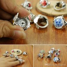 40 unids/lote Clamshell cuarzo adulta reloj reloj del anillo de dedo con tapa swj102