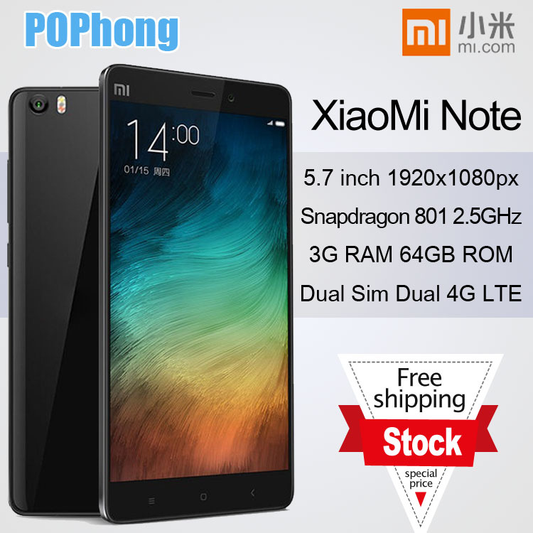 Black Color Xiaomi Mi Note 16GB LTE Quad Core Smartphone 5 7 inch 1920x1080 Snapdragan801 android
