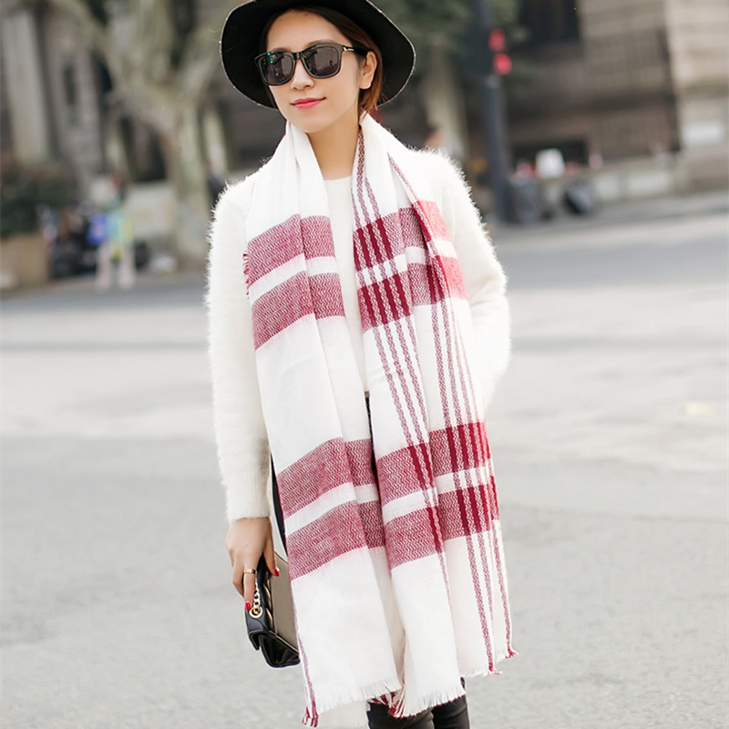 Fashion 200x100cm Winter keep warm acrylic cashmere font b tartan b font plaid scarf brand blanket