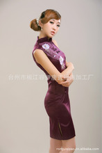 Free Shipping!2013 New Purple Chinese Women’s silk cotton Mini Qipao Cheong-sam Evening Dress S-XXL 814# – B
