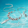 leg bracelet 2014 brand new solid genuine 925 sterling silver beads fish anklet for girls ladies