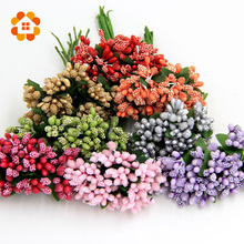 12pcs/lot Mini artificial Stamen Bud Bouquet Leaf flower for home Garden wedding Car corsage decoration Box crafts Supplies